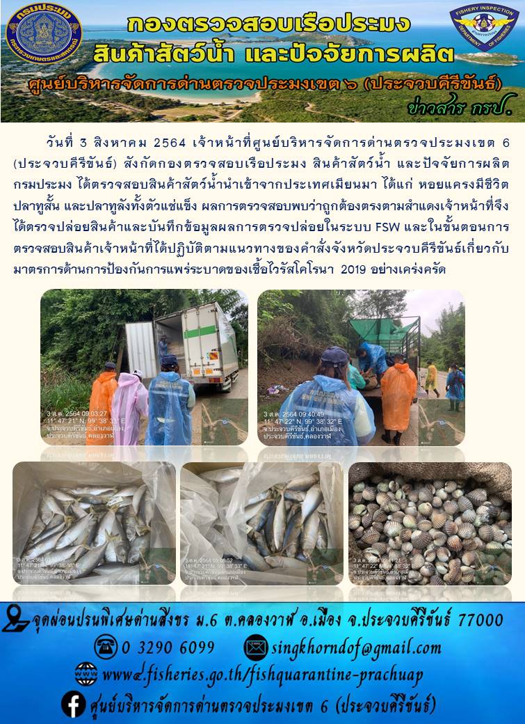 สินค้าสัตว์น้ำนำเข้าจากประเทศเมียนมา