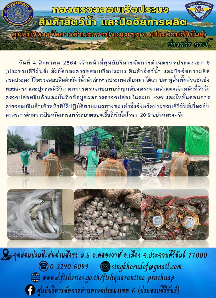 สินค้าสัตว์น้ำนำเข้าจากประเทศเมียนมา