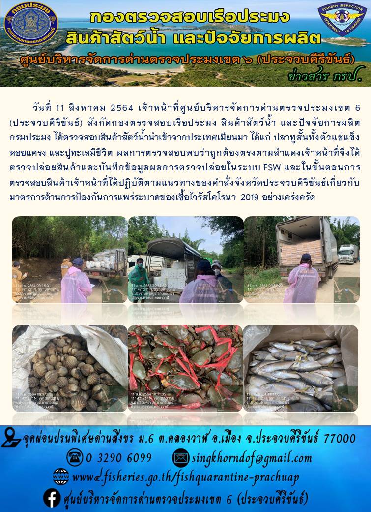 สินค้าสัตว์น้ำนำเข้าจากประเทศเมียนมา