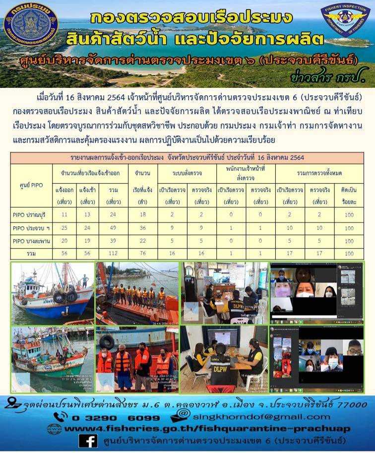 ตรวจสอบเรือประมงพาณิชย์ ณ ท่าเทียบเรือประมง..คลิก