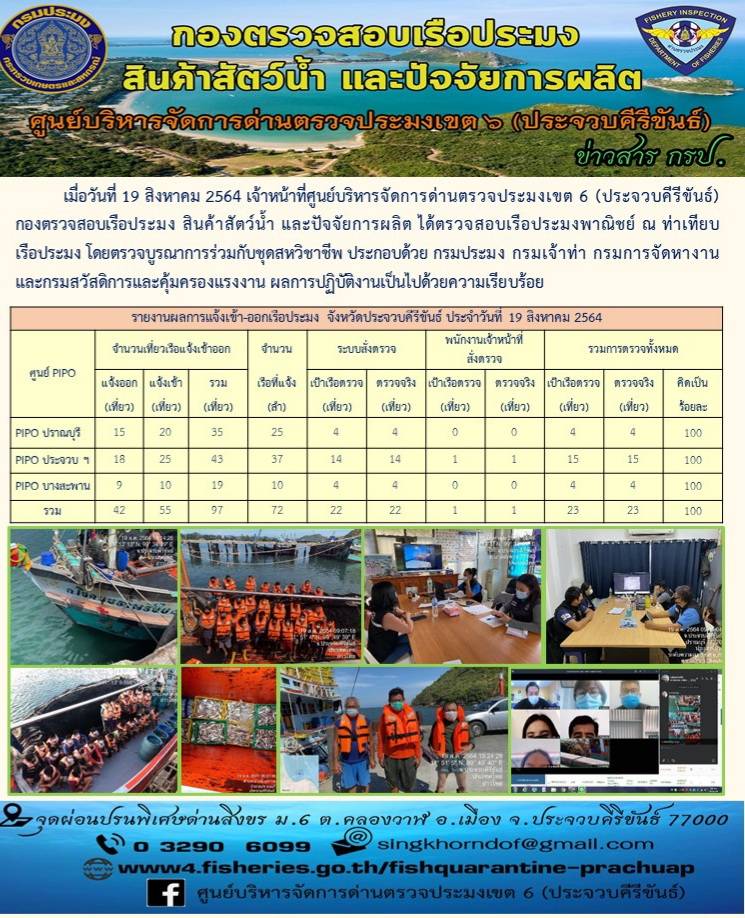 ตรวจสอบเรือประมงพาณิชย์ ณ ท่าเทียบเรือประมง..คลิก