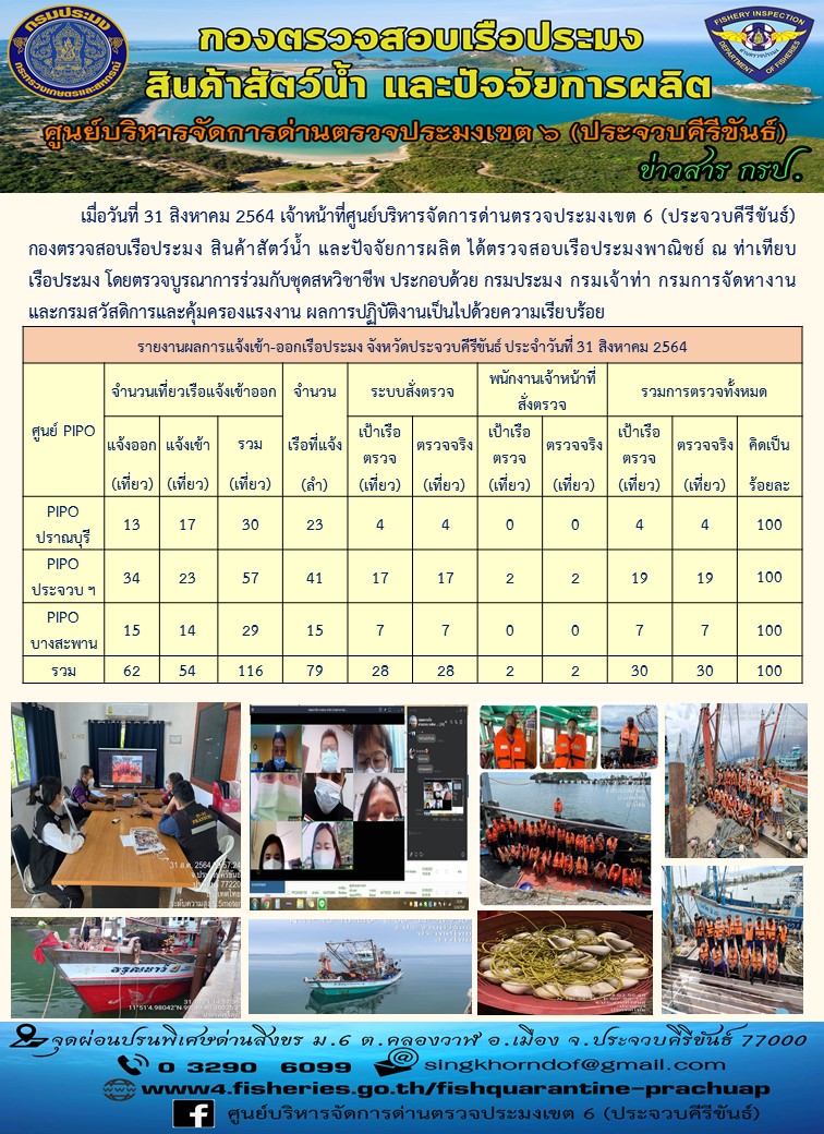 ตรวจสอบเรือประมงพาณิชย์ ณ ท่าเทียบเรือประมง..คลิก