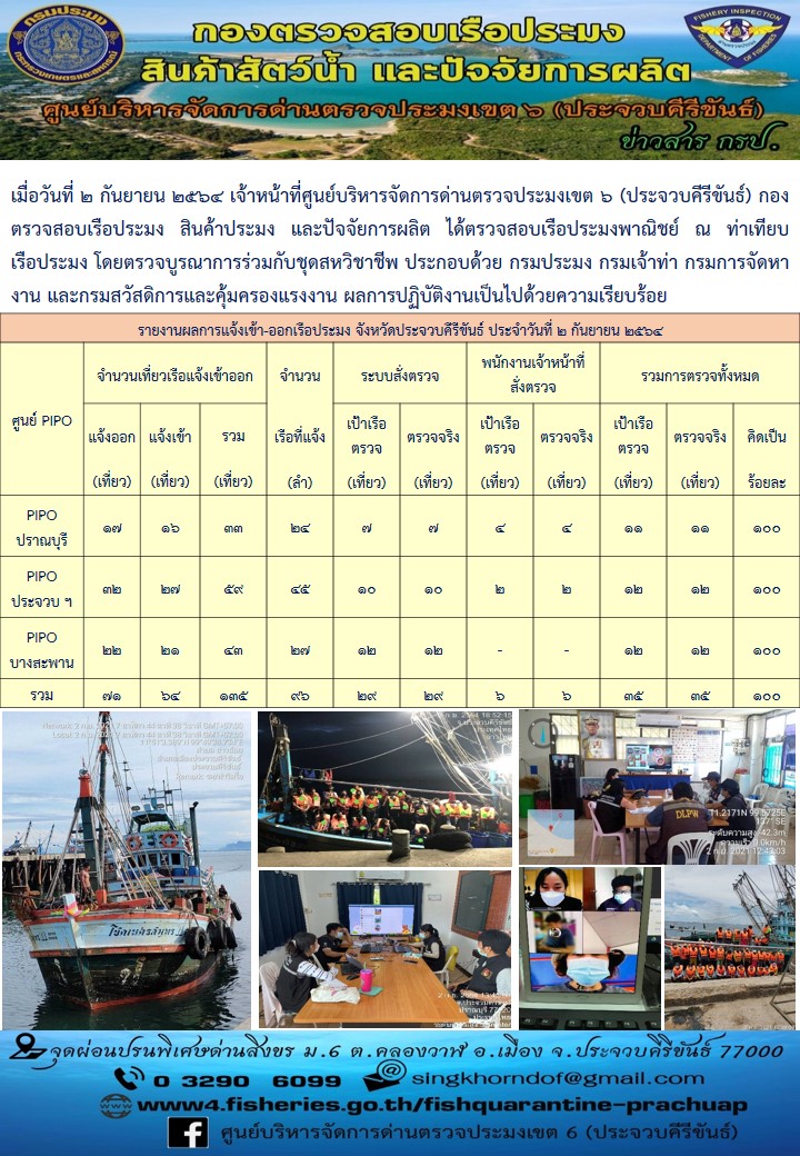 ตรวจสอบเรือประมงพาณิชย์ ณ ท่าเทียบเรือประมง..คลิก