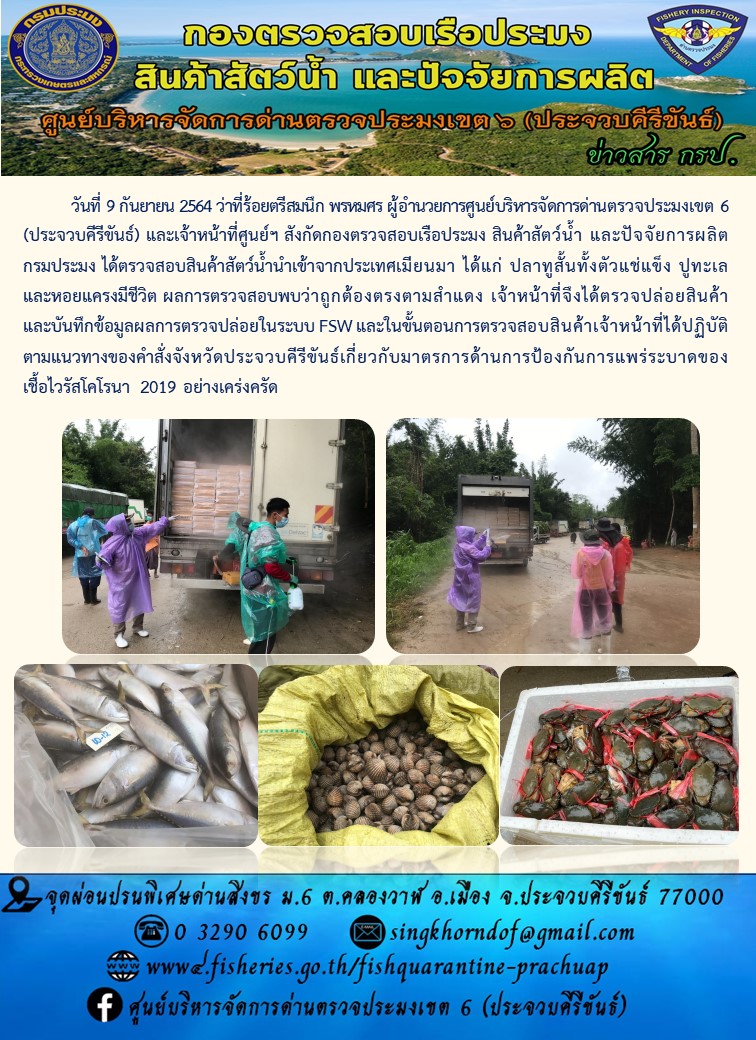 สินค้าสัตว์น้ำนำเข้าจากประเทศเมียนมา