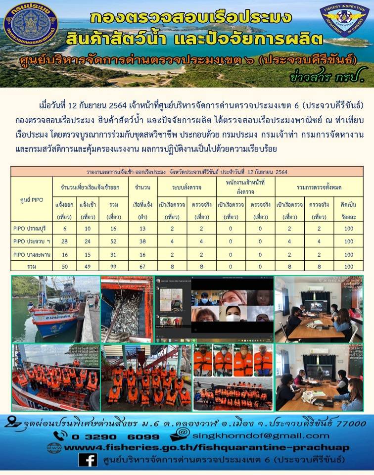 ตรวจสอบเรือประมงพาณิชย์ ณ ท่าเทียบเรือประมง..คลิก
