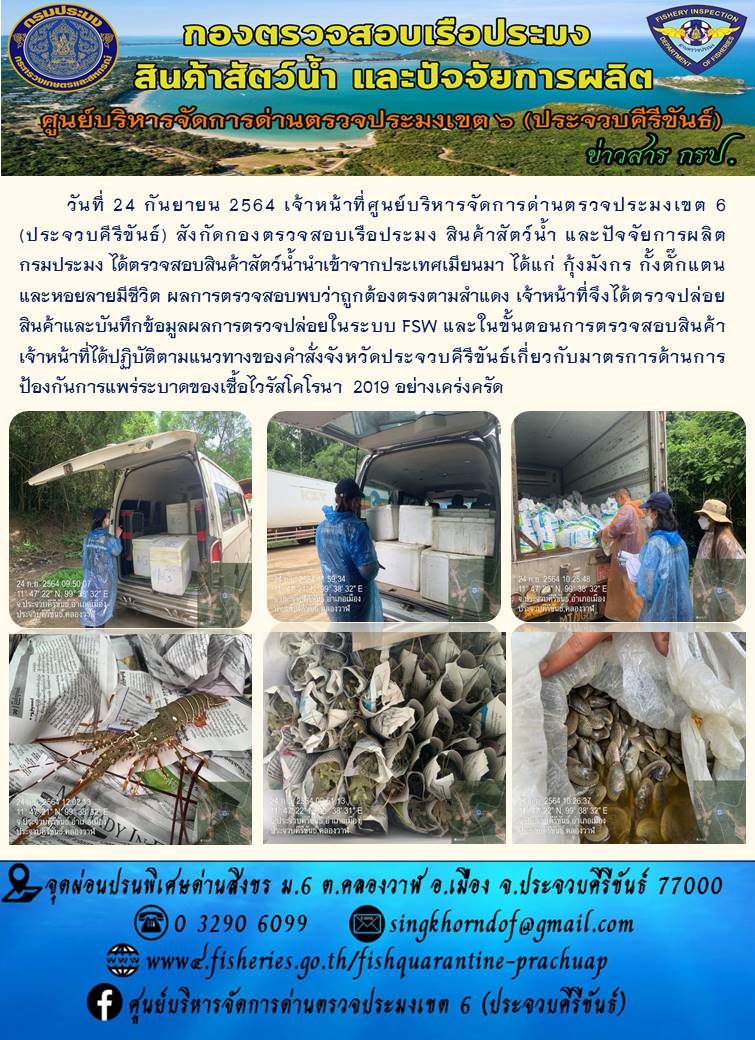 สินค้าสัตว์น้ำนำเข้าจากประเทศเมียนมา
