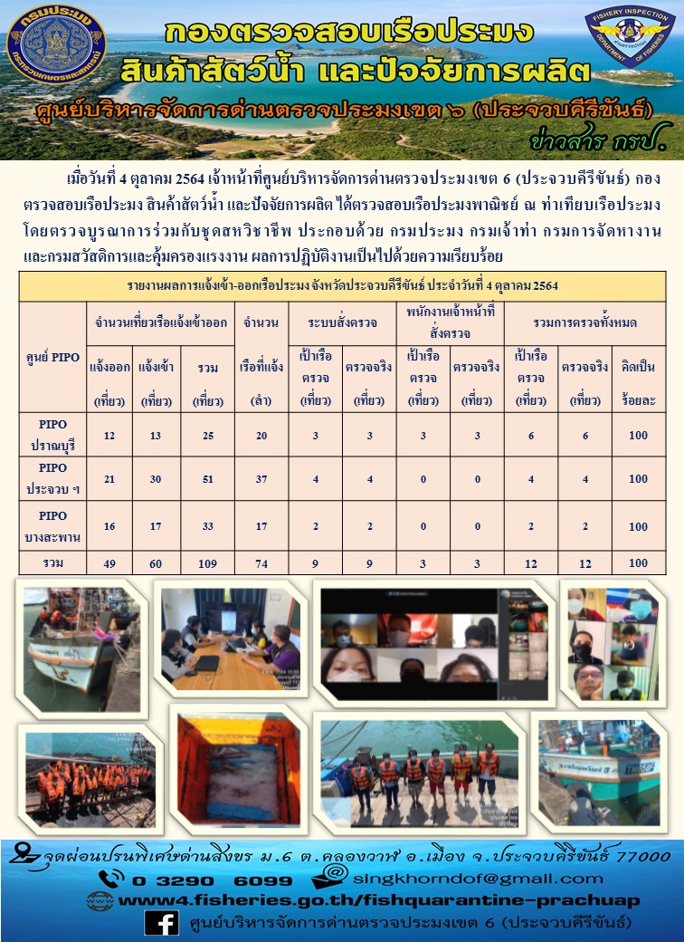 ตรวจสอบเรือประมงพาณิชย์ ณ ท่าเทียบเรือประมง..คลิก