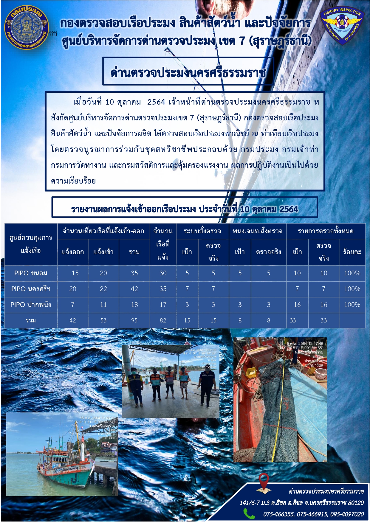 รายงานการปฏิบัติงาน ประจำวันที่ 10 ตุลาคม  2564..คลิก