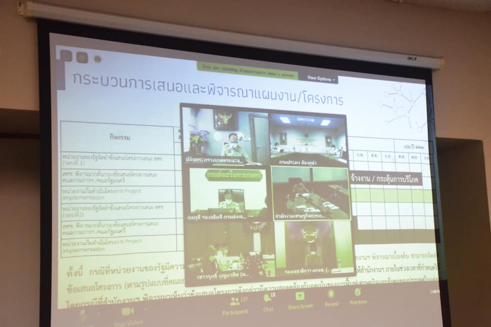 ดร.ถาวร ทันใจ รองอธิบดีกรมประมง เข้าร่วมการประชุม ชี้แจงแนวทางการเสนอโครงการภายใต้กรอบแผนงานหรือโครงการ ภายใต้แผนฟื้นฟูเศรษฐกิจและสังคมที่ได้รับผลกระทบ จากการระบาดของโรคติดเชื้อไวรัสโคโรนา 2019 ด้านการเกษตร..คลิก