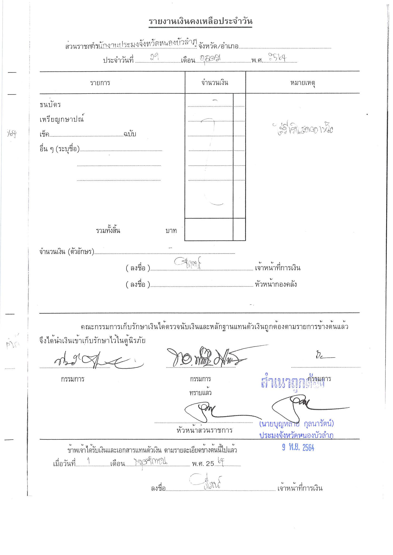 การเปิดเผยแสดงรายละเอียดประกอบรายการบัญชีที่สำคัญประกอบงบทดลองประจำเดือน ตุลาคม  2564