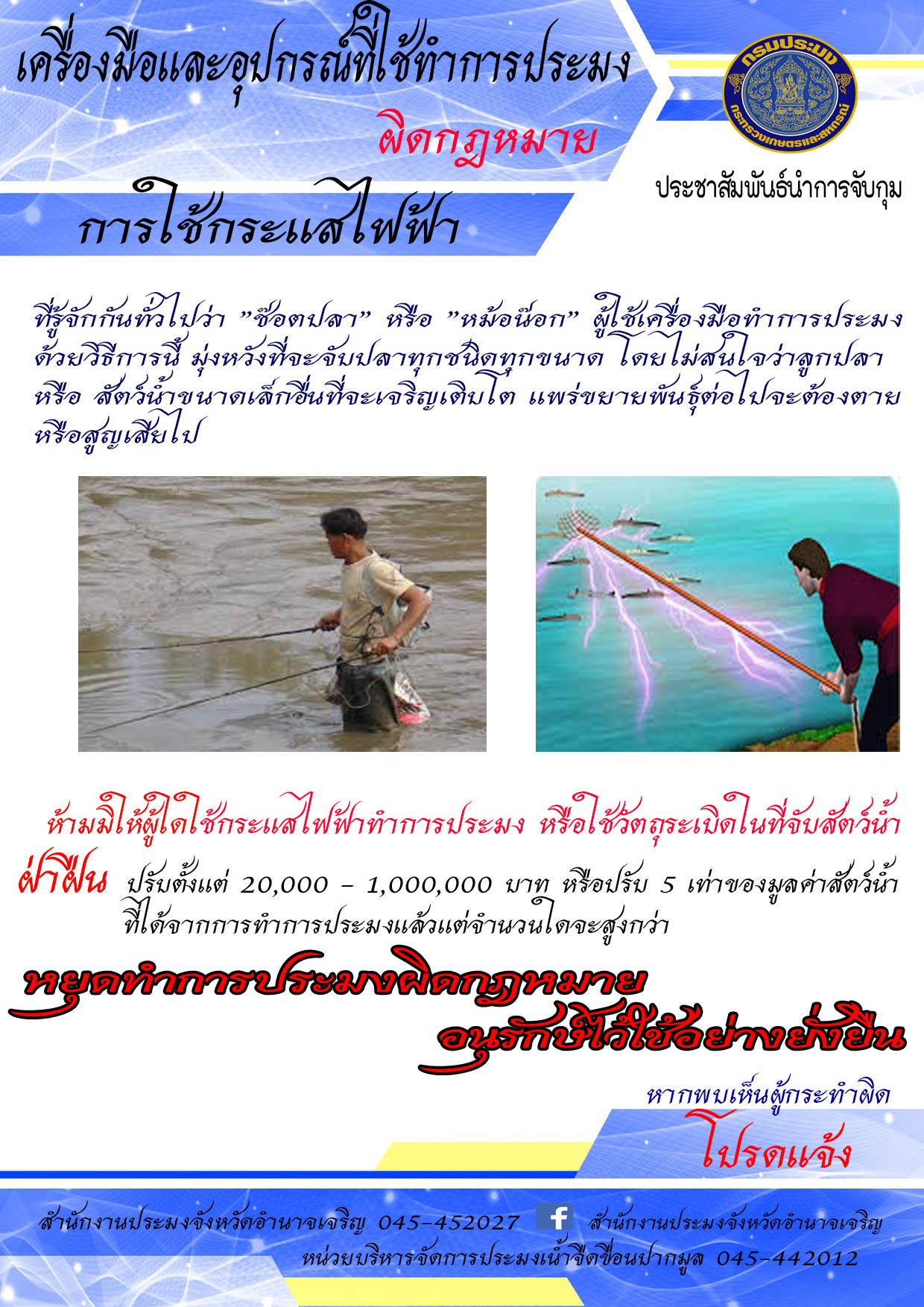 ห้ามมิให้ผู้ใดใช้กระแสไฟฟ้าทำการประมง