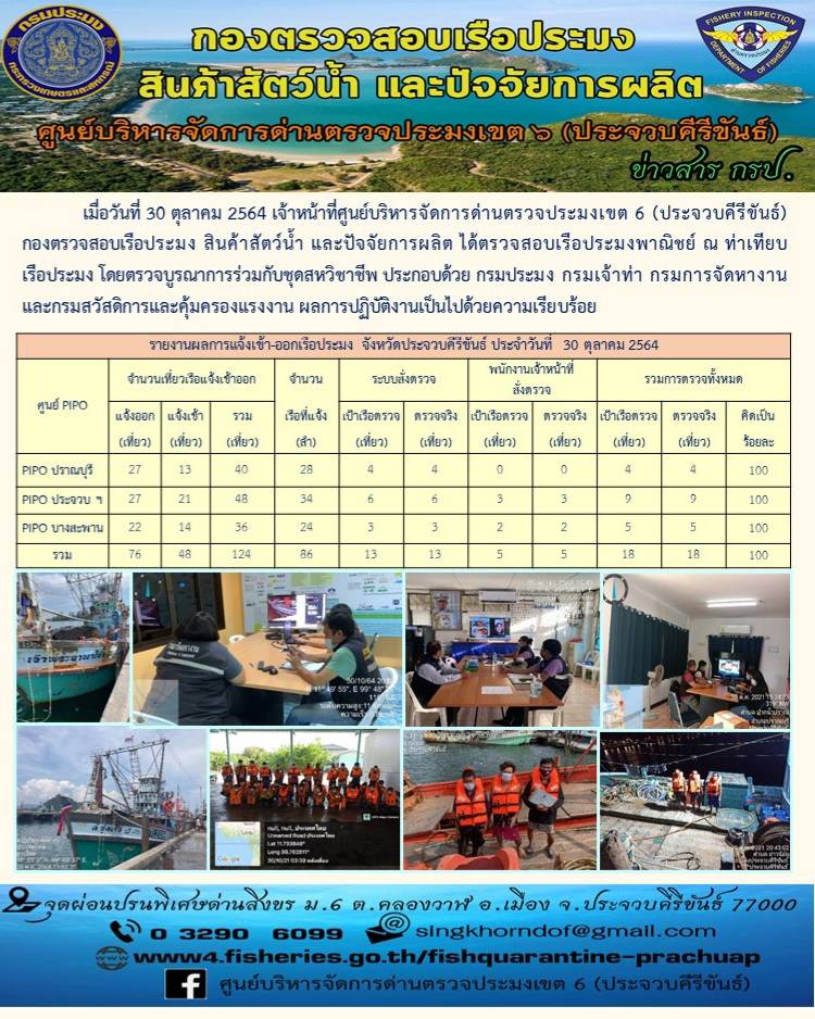 ตรวจสอบเรือประมงพานิชย์ ณ ท่าเทียบเรือประมง..คลิก