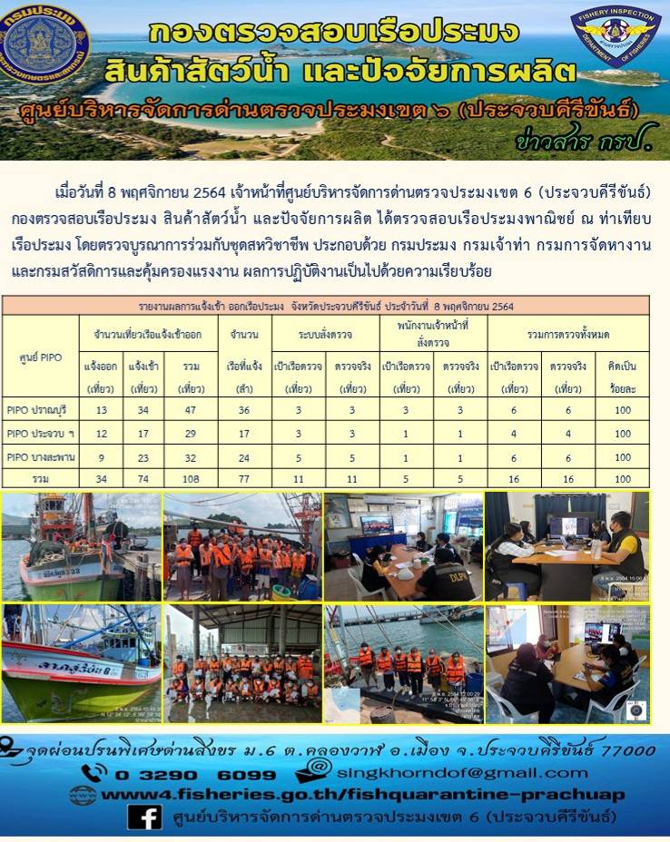 ตรวจสอบเรือประมงพานิชย์ ณ ท่าเทียบเรือประมง..คลิก