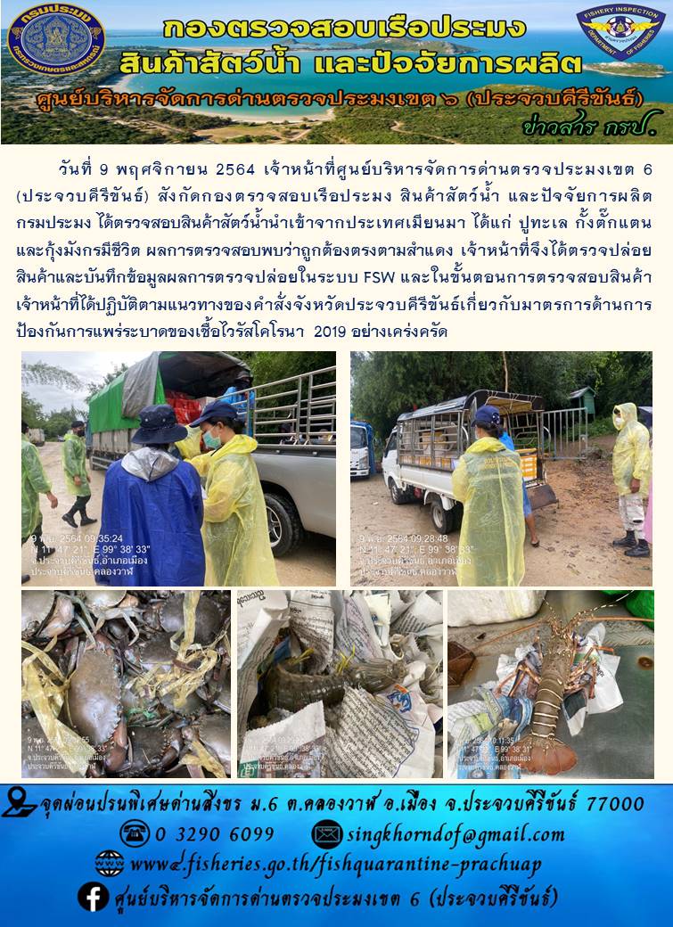 สินค้าสัตว์น้ำนำเข้าจากประเทศเมียนมา