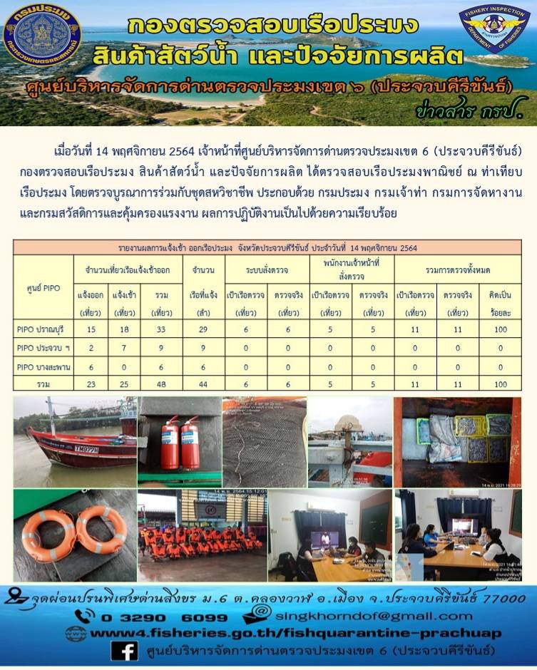 ตรวจสอบเรือประมงพานิชย์ ณ ท่าเทียบเรือประมง..คลิก