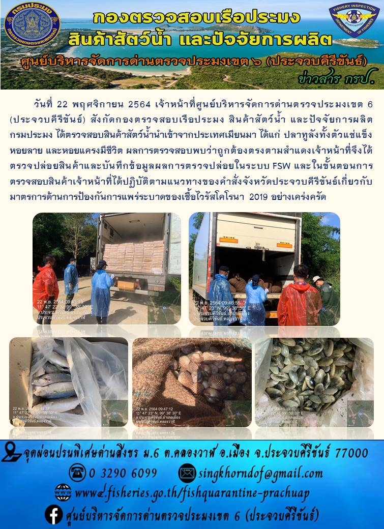 สินค้าสัตว์น้ำนำเข้าจากประเทศเมียนมา