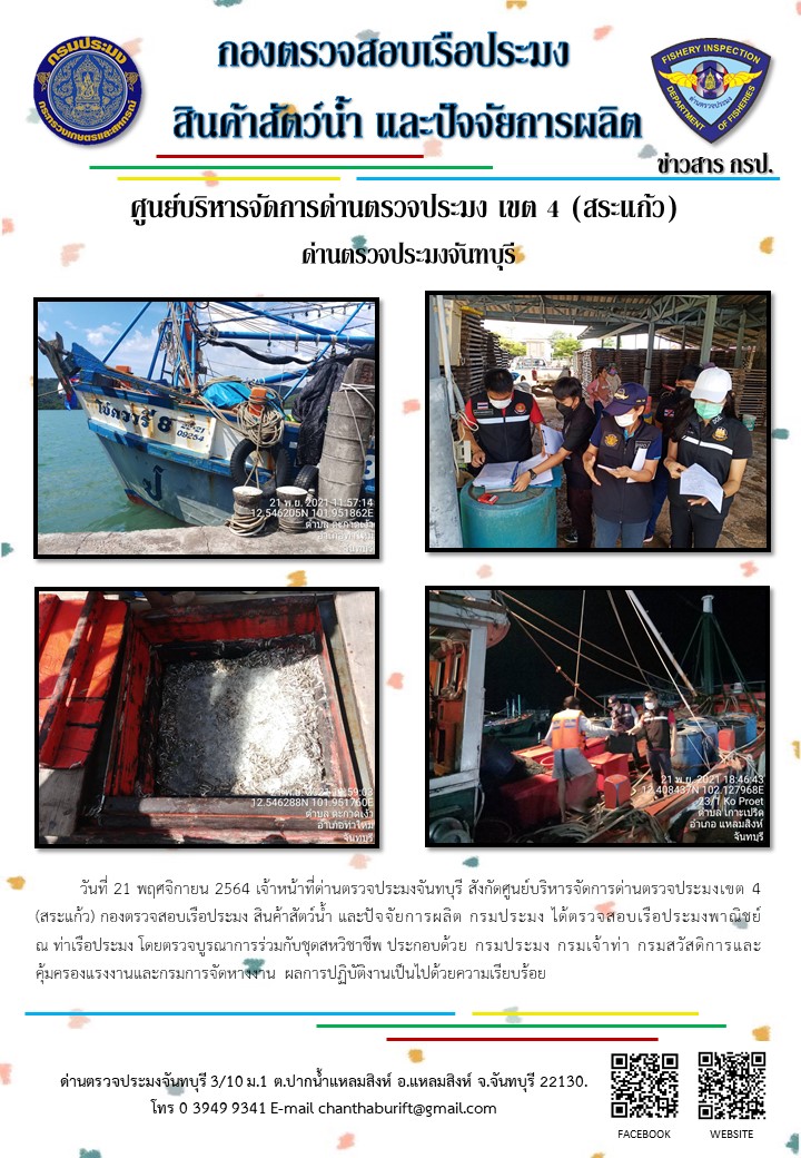 รายงานการปฏิบัติงานประจำวันที่ 21 พฤศจิกายน 2564..คลิก
