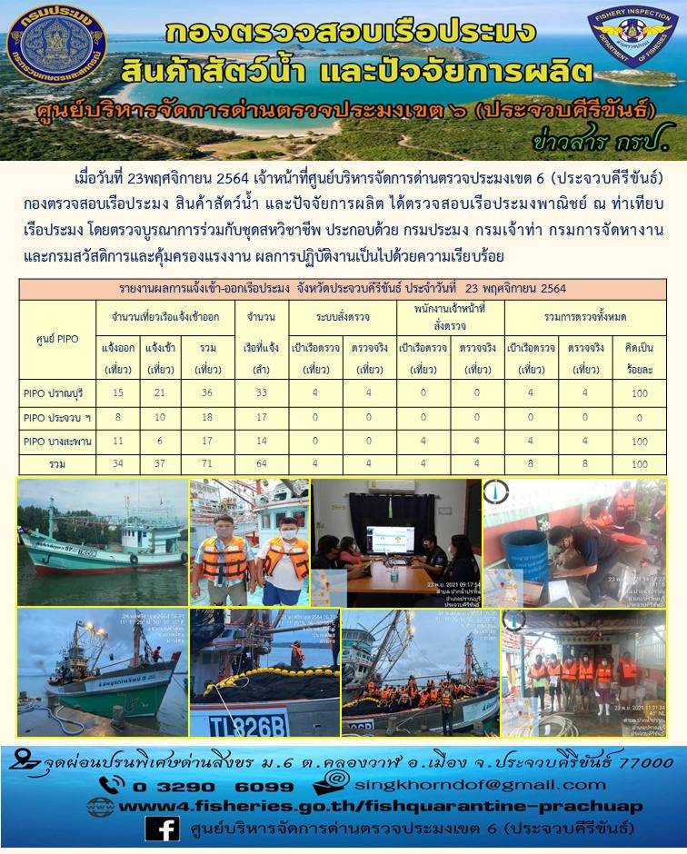 ตรวจสอบเรือประมงพานิชย์ ณ ท่าเทียบเรือประมง..คลิก