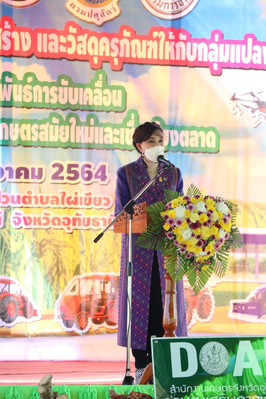 ในวันที่ 17 พฤศจิกายน 2564 นายสุชาติ  ผึ่งฉิมพลี ผู้อำนวยการศูนย์วิจัยและพัฒนาการเพาะเลี้ยงสัตว์น้ำจืดอุทัยธานี เข้าร่วมให้การต้อนรับนางสาวมนัญญา ไทยเศรษฐ์ รัฐมนตรีช่วยว่าการกระทรวงเกษตรและสหกรณ์ เพื่อเป็นประธานในพิธีมอบเครื่องจักรกลการเกษตรสิ่งก่อสร้าง และวัสดุภัณฑ์ให้กับกลุ่มแปลงใหญ่ ณ องค์การบริหารส่วนตำบลไผ่เขียว อำเภอสว่างอารมณ์ จังหวัดอุทัยธานี