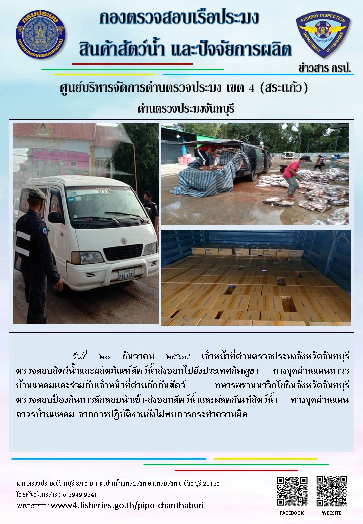 รายงานการปฏิบัติงานประจำวันที่ 20 ธันวาคม 2564..คลิก
