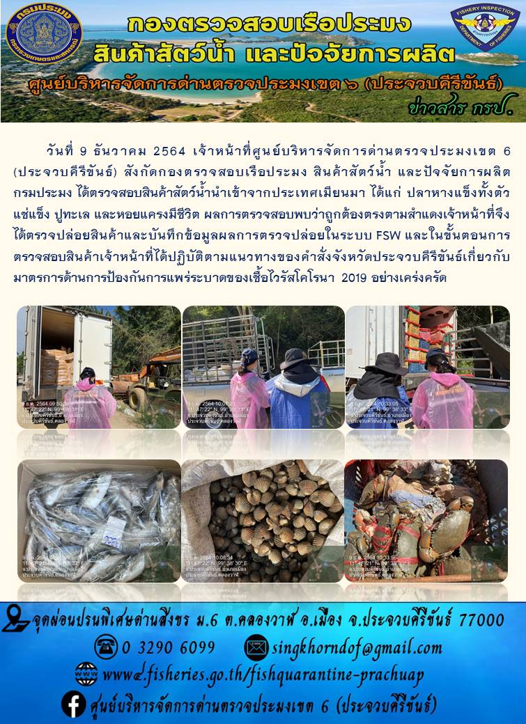 สินค้าสัตว์น้ำนำเข้าจากประเทศเมียนมา