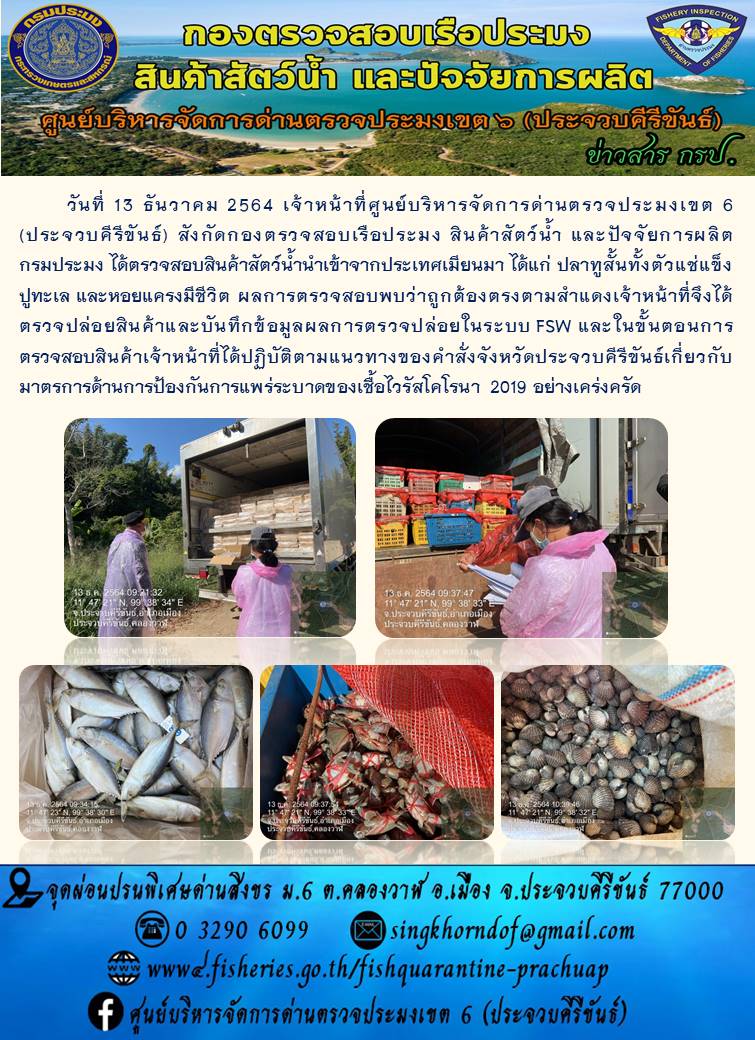 สินค้าสัตว์น้ำนำเข้าจากประเทศเมียนมา