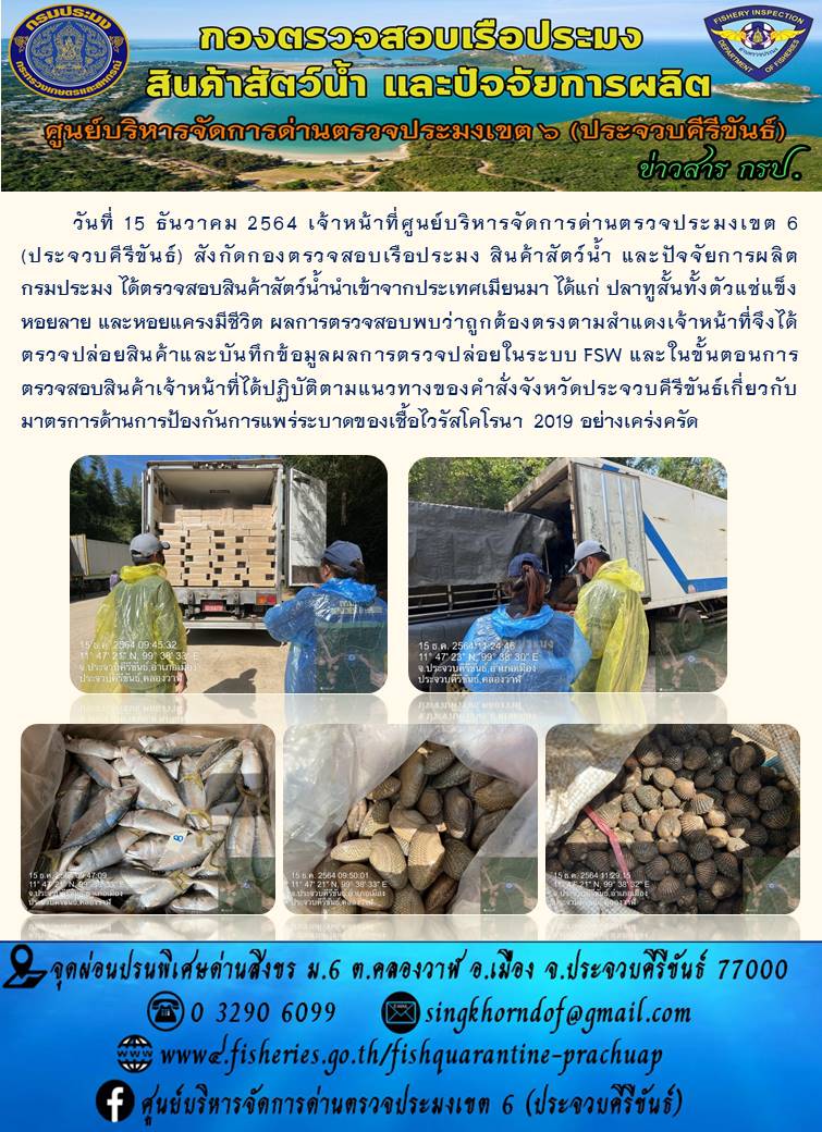 สินค้าสัตว์น้ำนำเข้าจากประเทศเมียนมา