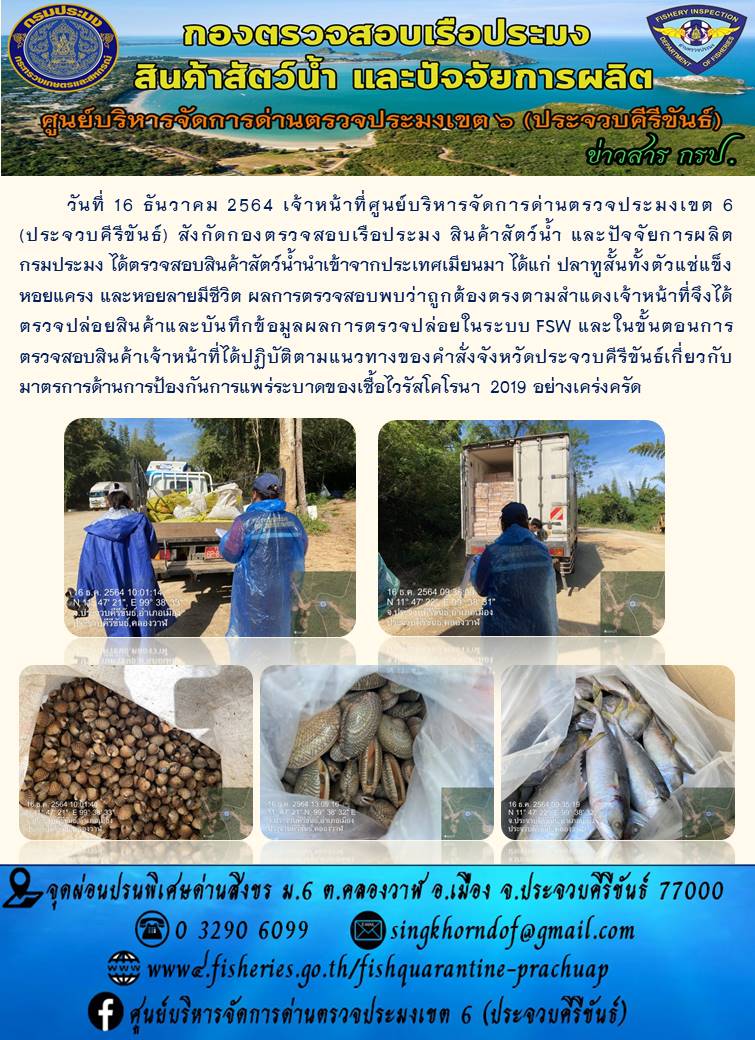 สินค้าสัตว์น้ำนำเข้าจากประเทศเมียนมา