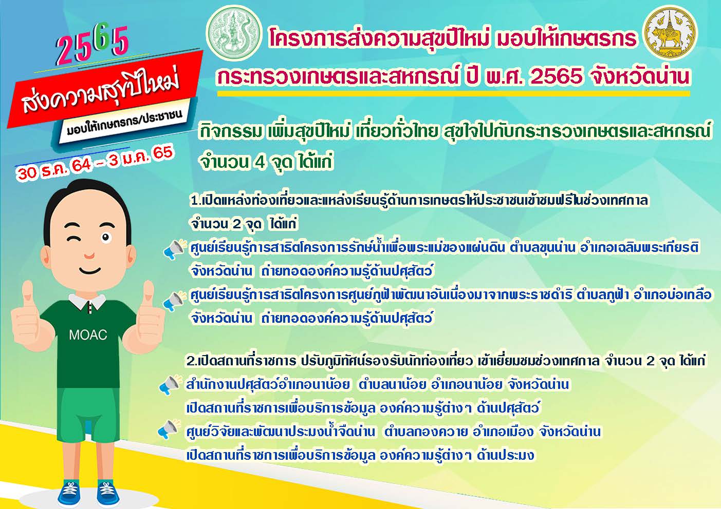 ส่งความสุขปีใหม่ มอบให้เกษตรกร/ประชาชน ระหว่างวันที่ 30 ธ.ค. 64 - 3 ม.ค. 65..คลิก