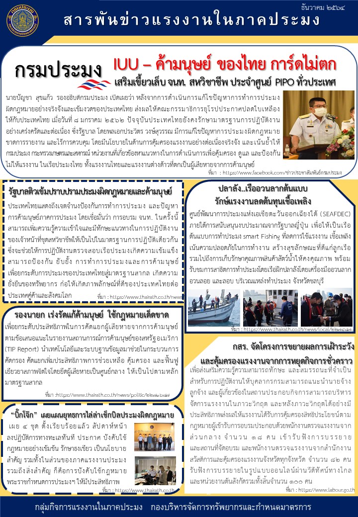 สารพันข่าวแรงงานในภาคประมง ประจำเดือน ธันวาคม 2564