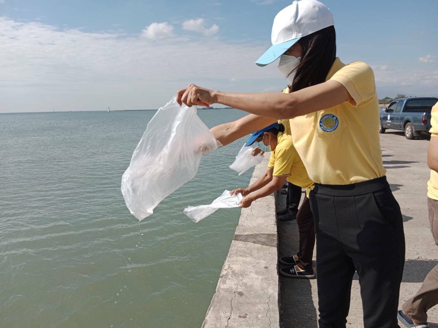 ศูนย์วิจัยและพัฒนาการเพาะเลี้ยงสัตว์น้ำชายฝั่งประจวบคีรีขันธ์ ร่วมกับ เทศบาลตำบลคลองวาฬ และสมาคมประมงพื้นบ้านคลองวาฬ ปล่อยพันธุ์สัตว์น้ำเนื่องในโอกาสเทศกาลขึ้นปีใหม่ 2565