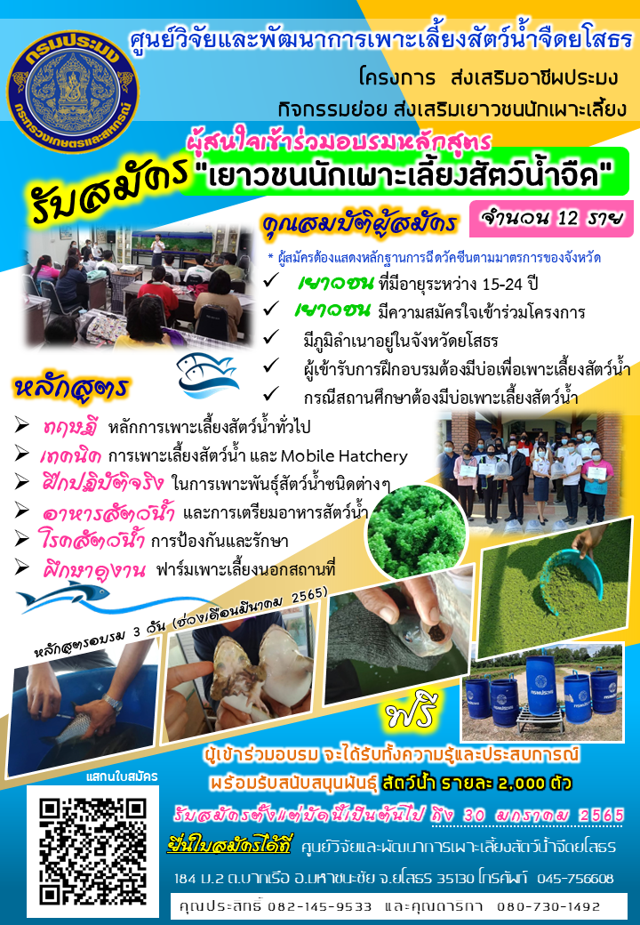 ประกาศ รับสมัคร ผู้สนใจเข้าร่วมอบรม หลักสูตร 