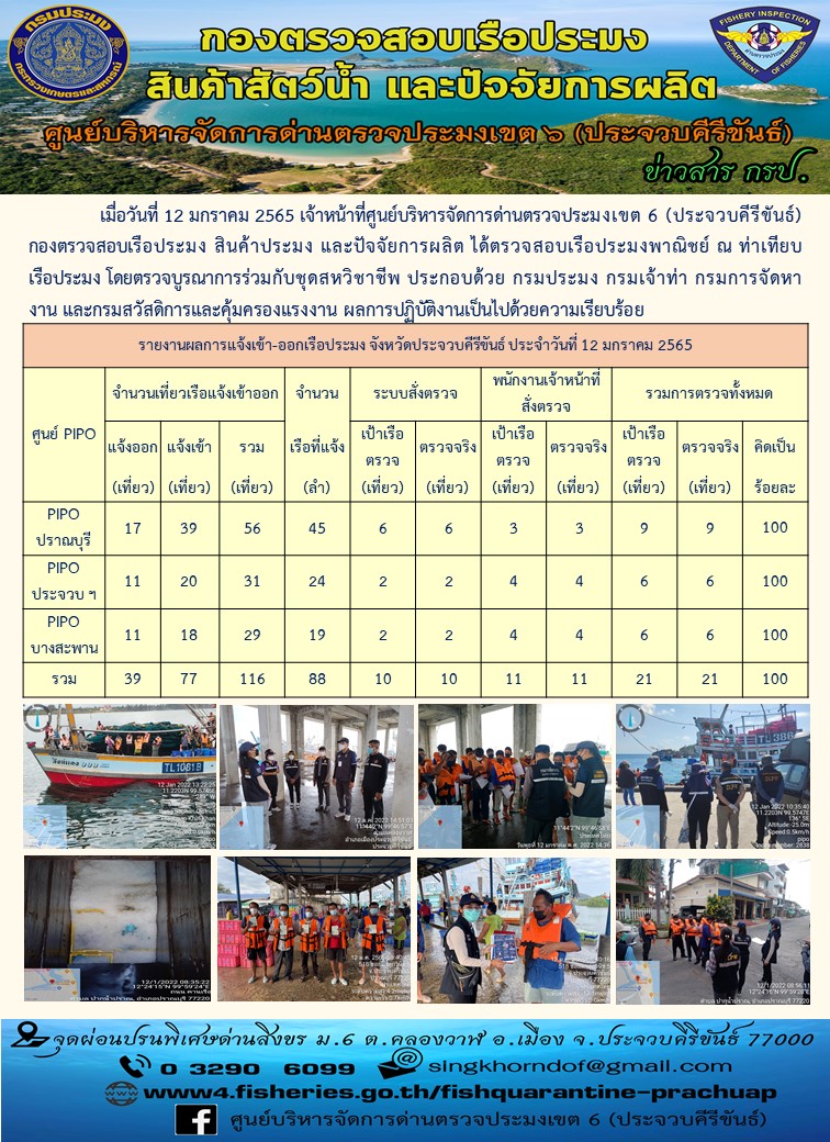 ตรวจสอบเรือประมงพานิชย์ ณ ท่าเทียบเรือประมง..คลิก