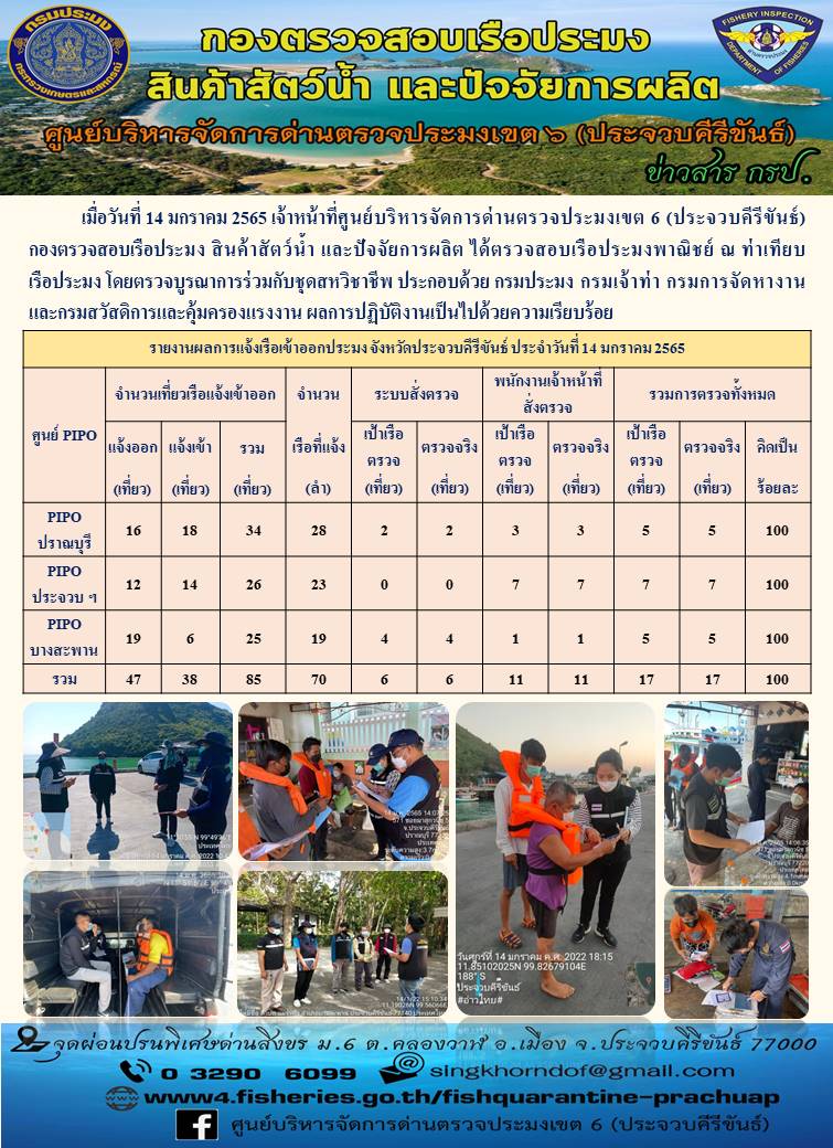 ตรวจสอบเรือประมงพานิชย์ ณ ท่าเทียบเรือประมง..คลิก