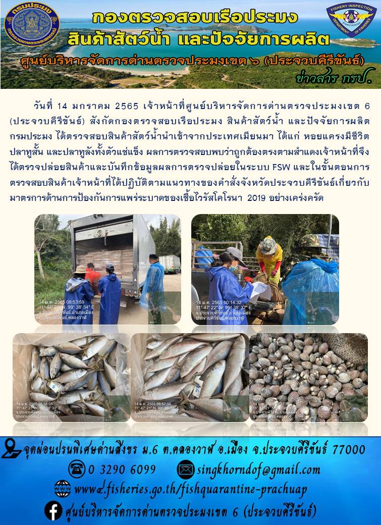 สินค้าสัตว์น้ำนำเข้าจากประเทศเมียนมา