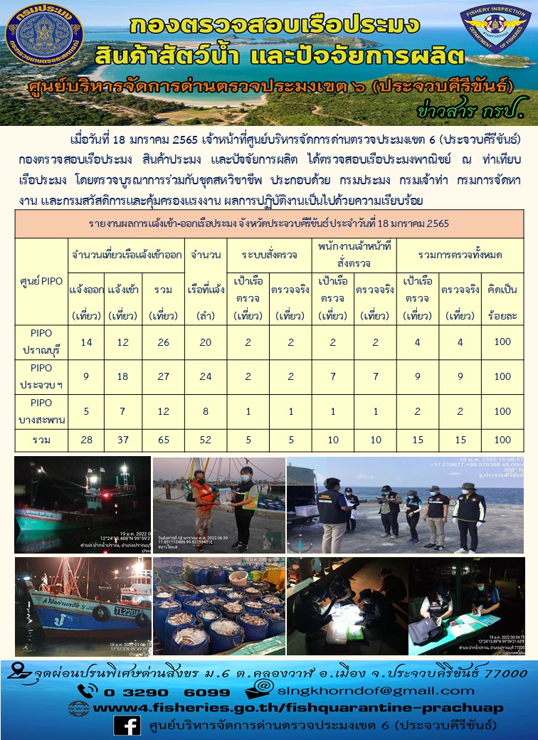 ตรวจสอบเรือประมงพานิชย์ ณ ท่าเทียบเรือประมง..คลิก