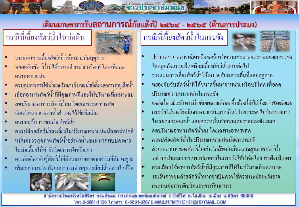 การป้องกันสัตว์น้ำในช่วงฤดูแล้ง ปี 2564/65..คลิก