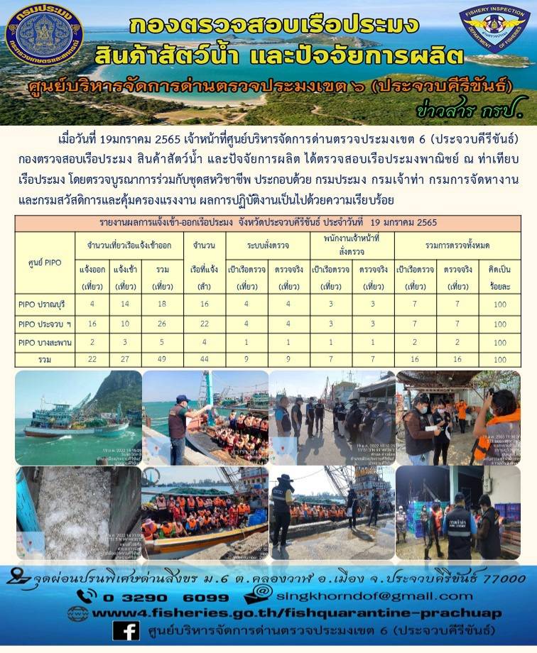 ตรวจสอบเรือประมงพานิชย์ ณ ท่าเทียบเรือประมง..คลิก