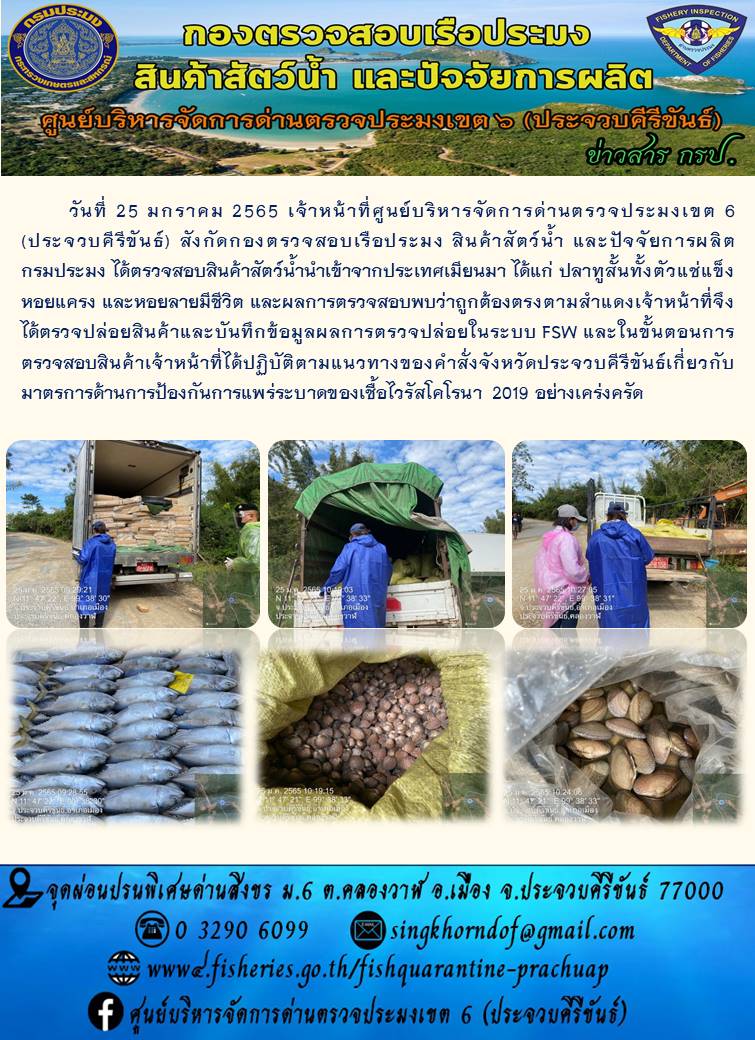 สินค้าสัตว์น้ำนำเข้าจากประเทศเมียนมา