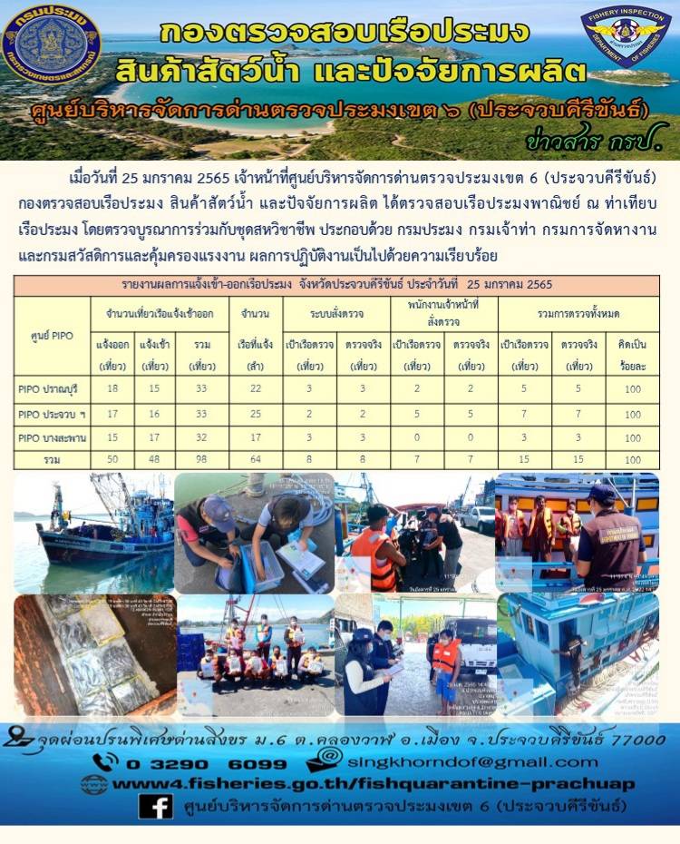 ตรวจสอบเรือประมงพานิชย์ ณ ท่าเทียบเรือประมง..คลิก
