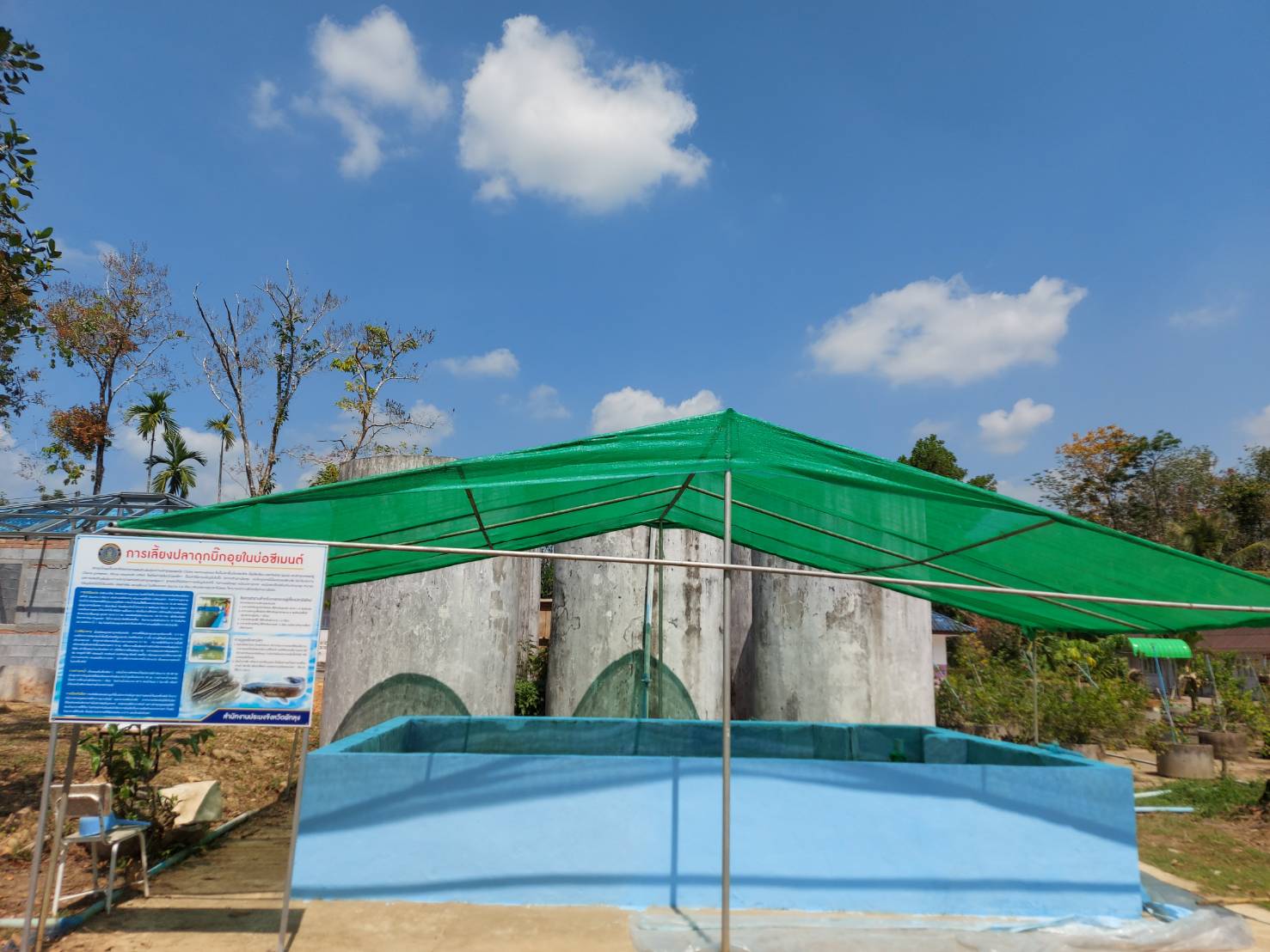 ปรับปรุงภูมิทัศน์บ่อเลี้ยงปลาดุกบ่อซีเมนต์ โรงเรียนตชด.บ้านควนตะแบกแและรับสมัครแบบคำขอจำหน่ายสินค้าประมง ผ่านเว็บไซต์ Fisheries Shop