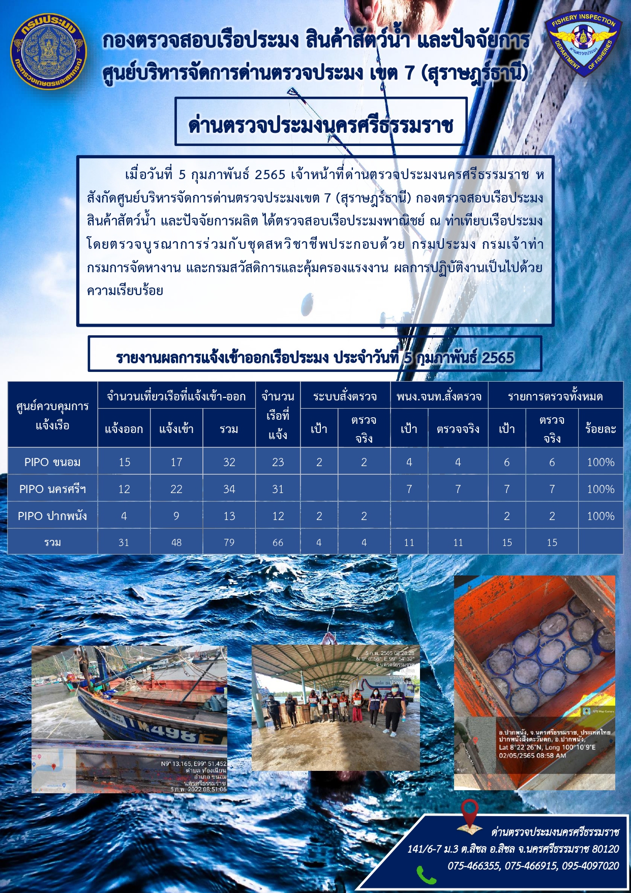รายงานการปฏิบัติงาน ประจำวันที่ 5 กุมภาพันธ์ 2565..คลิก