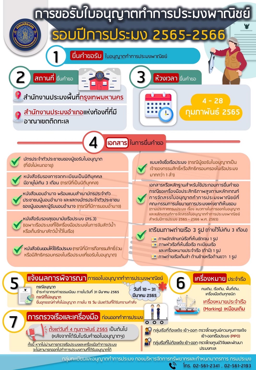 กรมประมง...เปิดยื่นคำขอรับใบอนุญาตทำการประมงพาณิชย์ รอบปีทำการประมงใหม่ (2565-2566)..คลิก