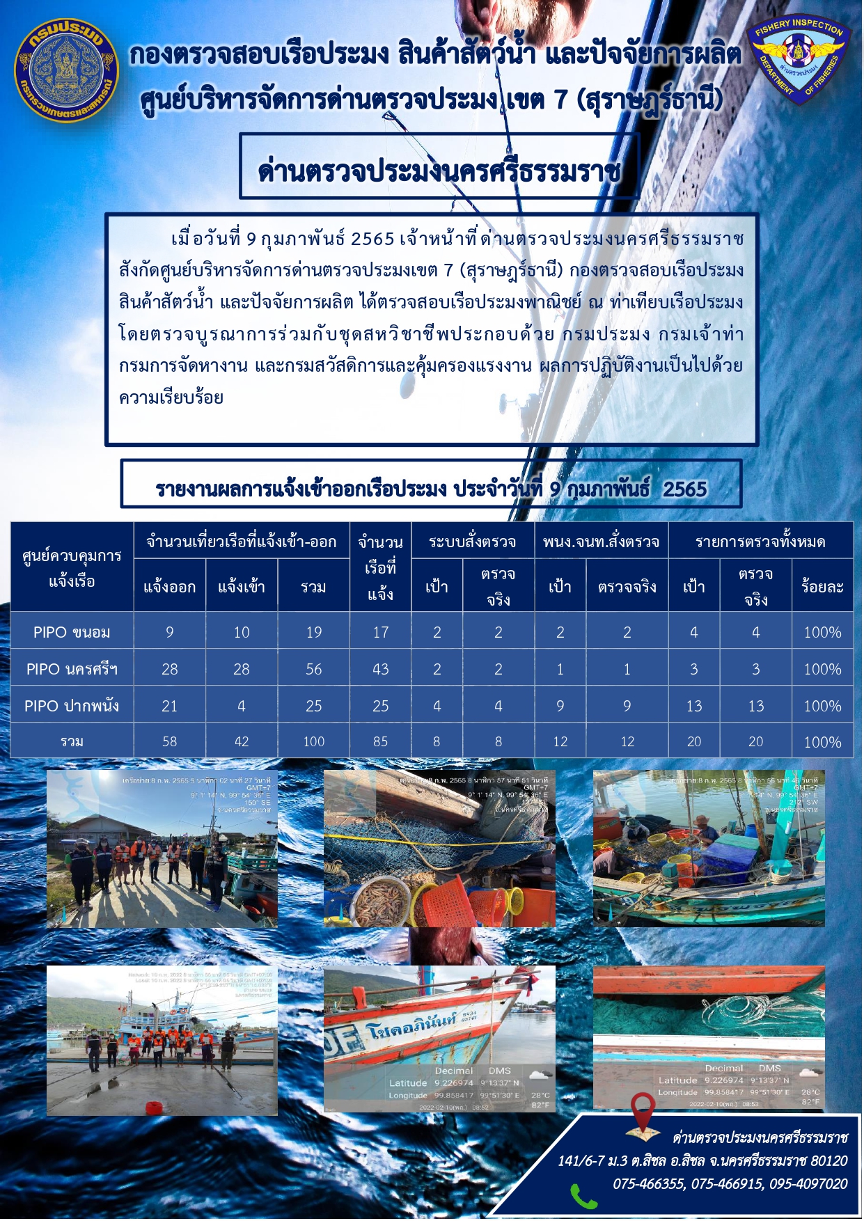 รายงานการปฏิบัติงาน ประจำวันที่ 9 กุมภาพันธ์ 2565..คลิก