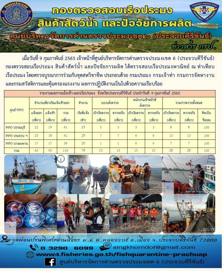 ตรวจสอบเรือประมงพานิชย์ ณ ท่าเทียบเรือประมง..คลิก