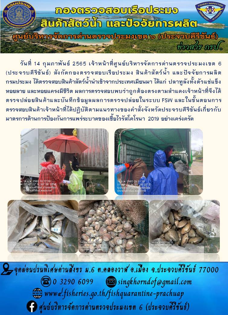 สินค้าสัตว์น้ำนำเข้าจากประเทศเมียนมา