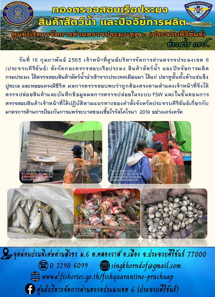 สินค้าสัตว์น้ำนำเข้าจากประเทศเมียนมา