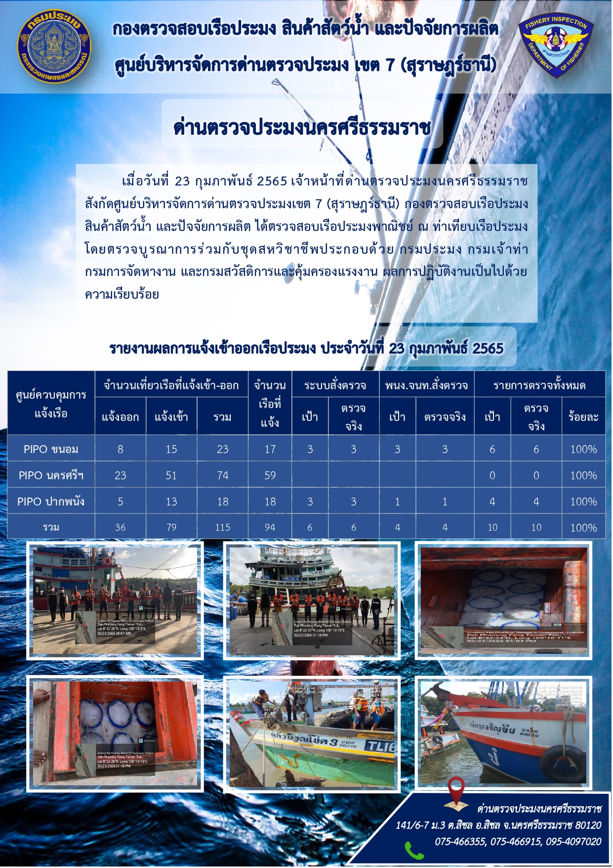 รายงานการปฏิบัติงาน ประจำวันที่ 23 กุมภาพันธ์ 2565..คลิก