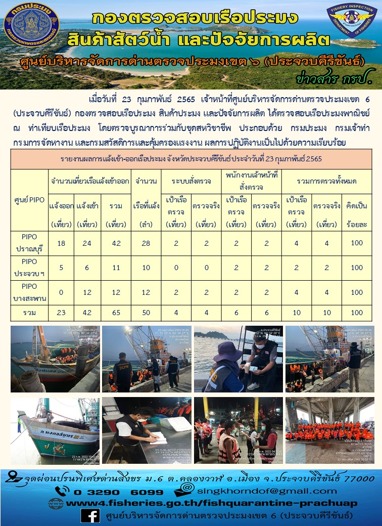 ตรวจสอบเรือประมงพานิชย์ ณ ท่าเทียบเรือประมง..คลิก