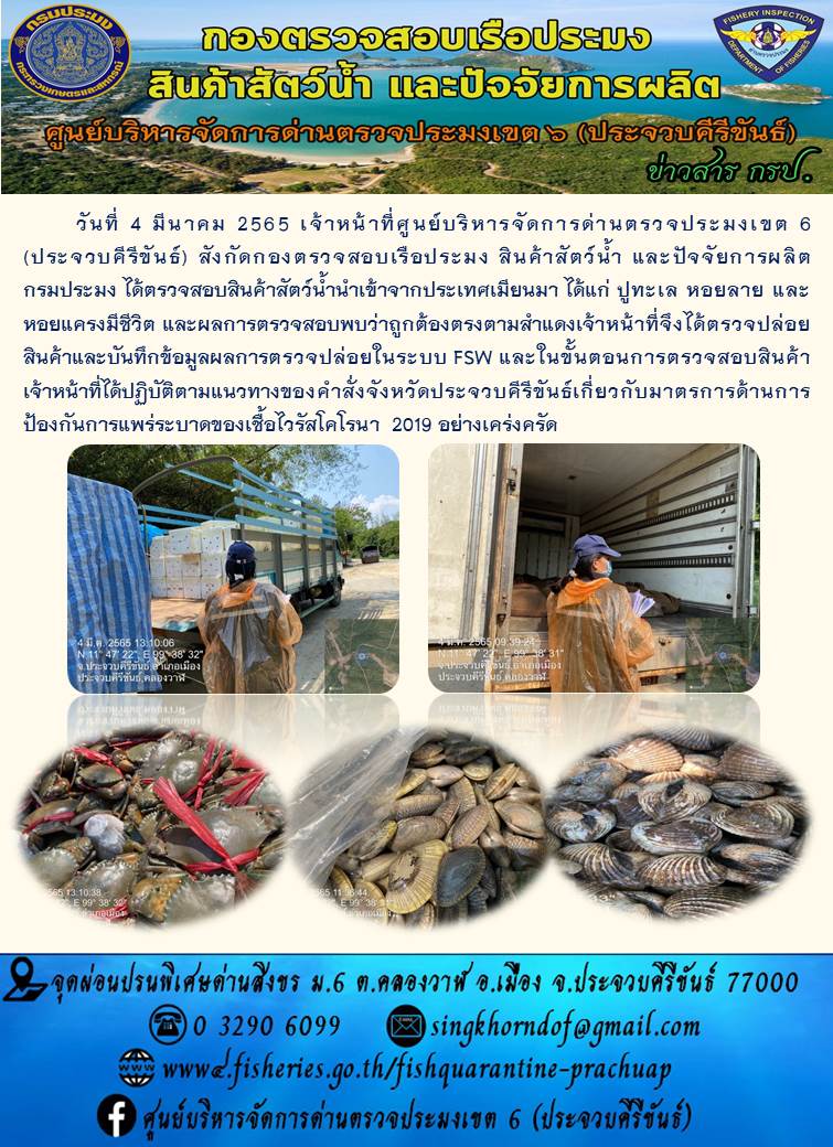 สินค้าสัตว์น้ำนำเข้าจากประเทศเมียนมา..คลิก